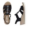 Rieker Elasticated Wedge Sandal - Black